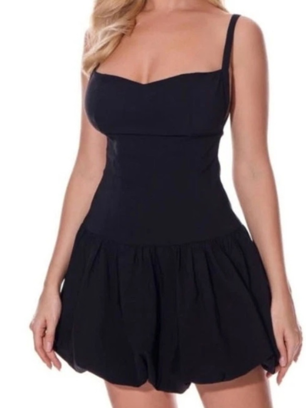 GALITÁ Dress Womens Small Black Fit & Flare Bubble Hem Sweetheart Mini Whimsical